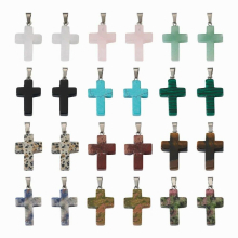 24/50pcs Religion Cross Natural & Synthetic Gemstone Pendants Christrian Jesus Dangle Charms Necklace Earring DIY Jewelry Making