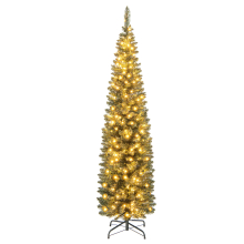 6 FT Pre-Lit Christmas Tree Slim Pencil Xmas Tree W/180 LED Lights