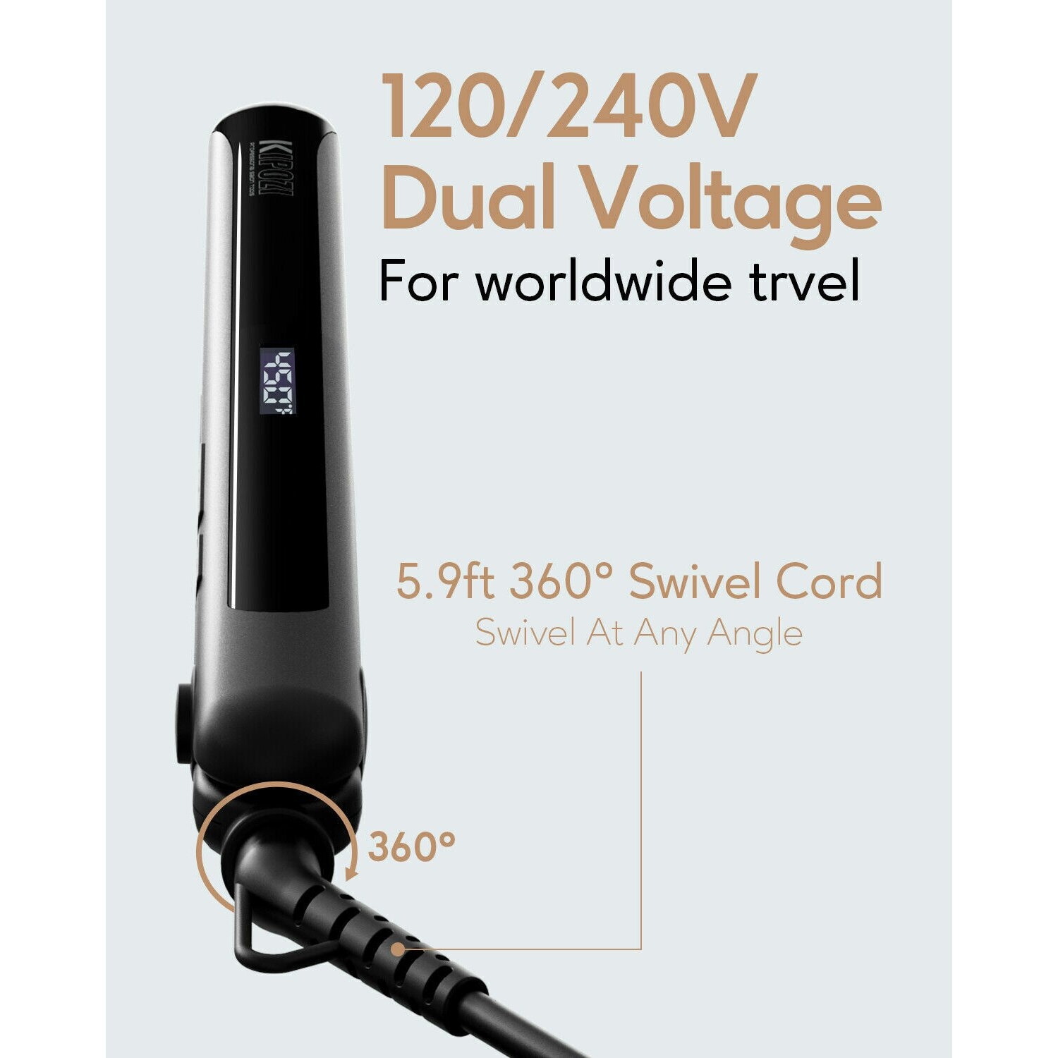 KIPOZI 1In Hair Straightener 2 In 1 Hair Curler Ceramic Portable Fast