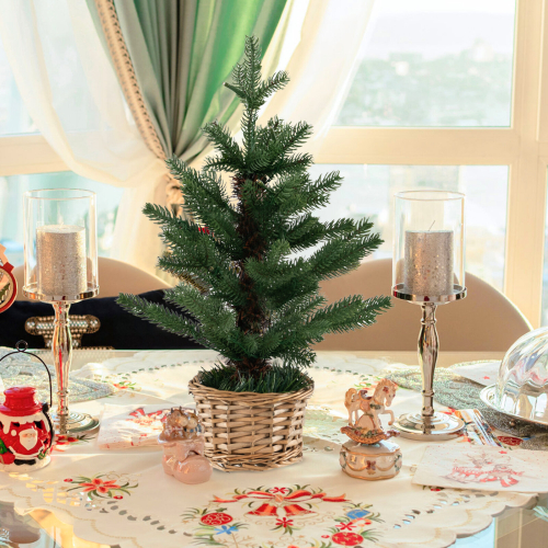 Costway 1.5FT Pre-lit Mini Christmas Tree Tabletop Xmas Tree w/ Led Light 2