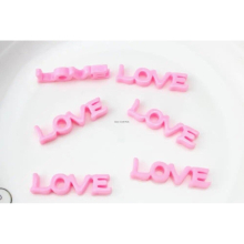 80pcs pink LOVE letter resin flatback cabochons (48x12x5mm) Cell phone decor, hair accessory DIY XL saying love charm pendant