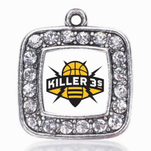 BIG3 basketball 3-3 CHARM Killer 3s ANTIQUE SILVER PLATED CRYSTAL JEWELRY
