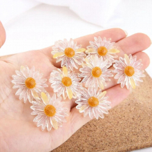 60pcs 25mm Transparent Style Flatback Daisy Flower Resin Cabochons Ornament Accessories Patch Sticker Earring Material