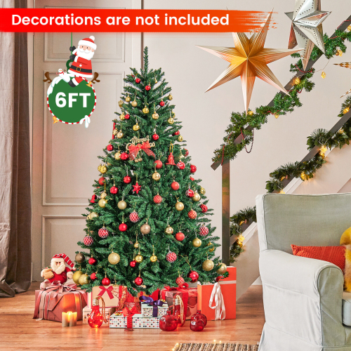 Casart 6 FT Christmas Tree  Hinged Xmas Full Tree with 1355 Lush Branch Tips