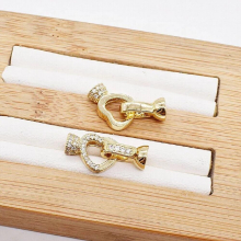 24X9mm 2pcs/lot High Heart shape CZ Pave Clasp with Two End Caps for Bracelet Necklace jewelry making