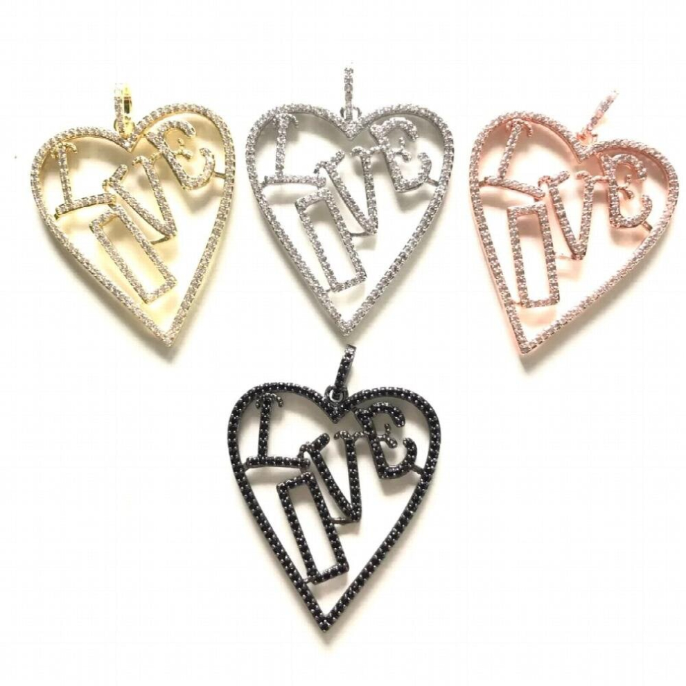 5pcs LOVE Heart Word Charms Women Necklace Bracelet Making Zirconia Paved Big Size Bling Pendants Accessory Jewelry Craft Supply-image-OPC-PCTWWDM-NEW