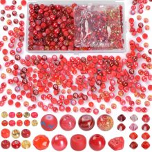 Bright Red Craft Beading Kit 900Pcs Include Round Crystal Beads Bicone Beads Seed Bead for DIY Making Bracelet Necklace Bracelet