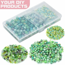 900pcs Green Glass Beads Jewelry Making Kit 8mm Round Beads 4mm Bicone Crystal Beads Spacer Seed Beads for Bracelet DIY Making