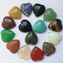 Assorted natural stone beads heart shape cab cabochons for jewelry making 25mm 20pcs/lot