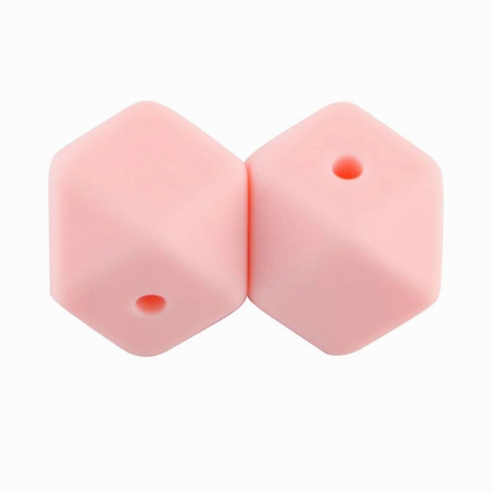 14MM 100/200/500Pcs Hexagon Silicone Beads Baby Teether BPA DIY Necklace Pacifier Chain Baby Teething Care
