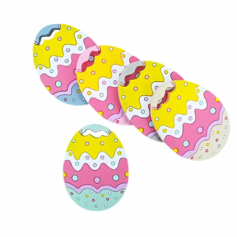 Chenkai 5PCS Easter Egg Shape Baby Silicone Teether BPA Sensory Nursing Pacifier DIY Infant Necklace Pendant Teething Toys