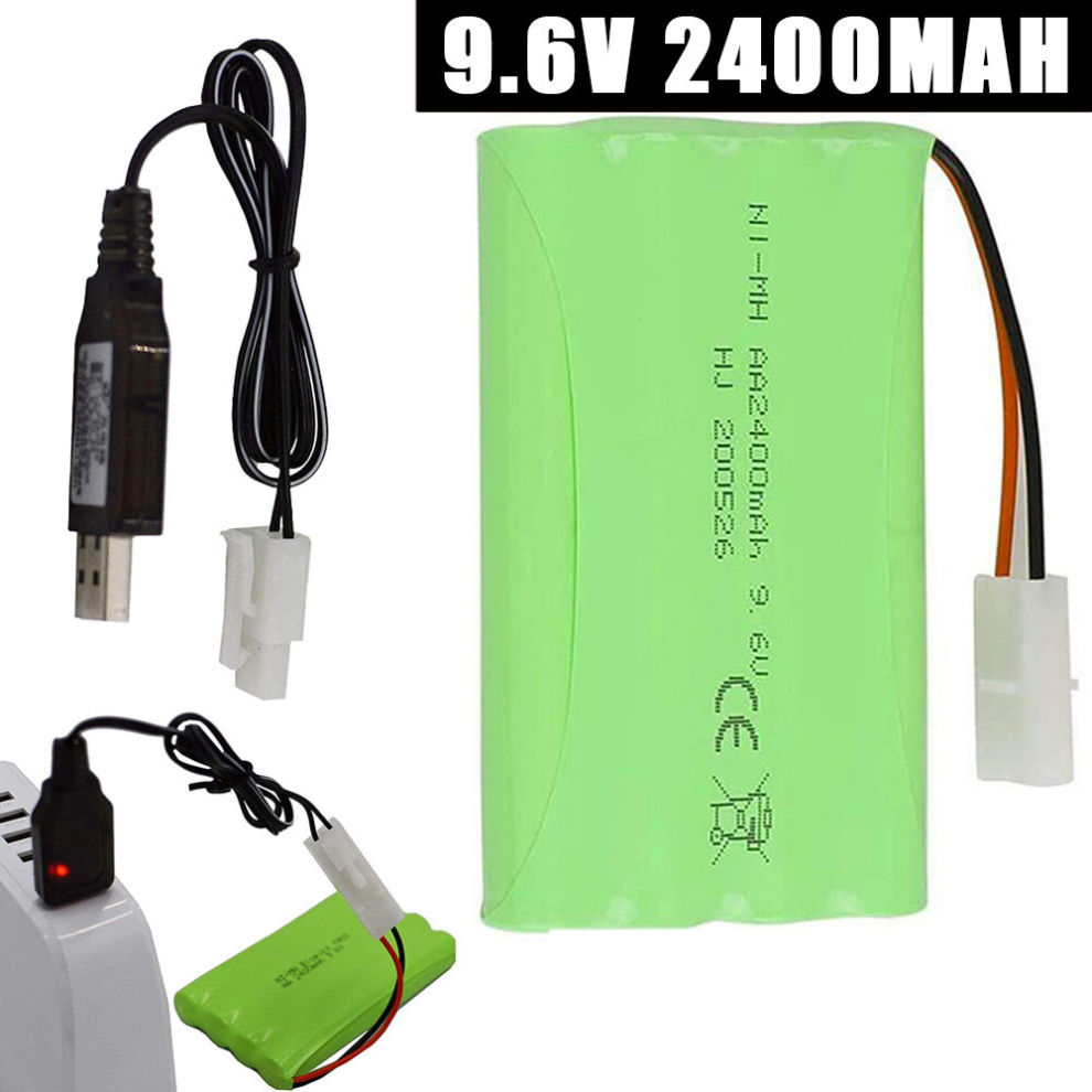 RC Rechargeable 9.6V 2400mAh NI-MH Battery Pack SM 2P Plug Connector