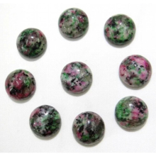 50pcs/lot 14mm Epidote Natural Stone Round Flat Back Cabochons Beads for DIY Jewelry Making Ring Accessorie