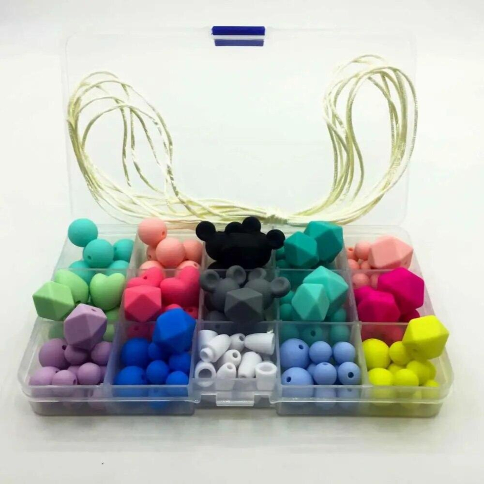 Silicone Teether Baby Diy Crafts Set Pacifier Clips Crib Toy Safe And Natural Silicone Bead Teether Necklace Pendant Multicoloured