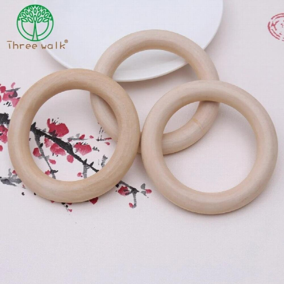 100Pc/Lot Wooden Teething Beads Natural Unfinished Wooden Rings For Baby Multicoloured