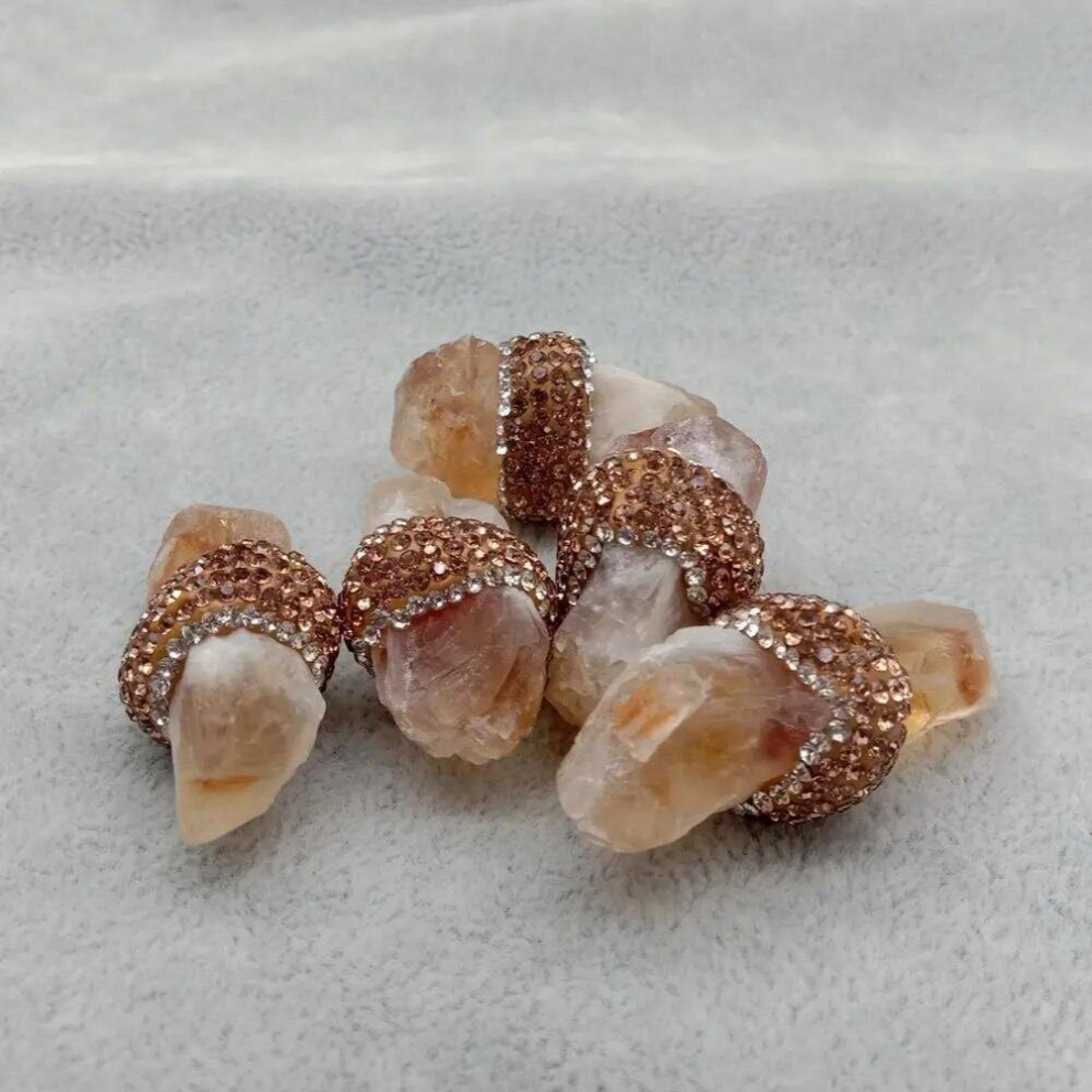 5 Pcs Natural Yellow Citrine Rough Golden Crystal Pave Beads Jewerly Making-image-OPC-PCTX29Z-NEW