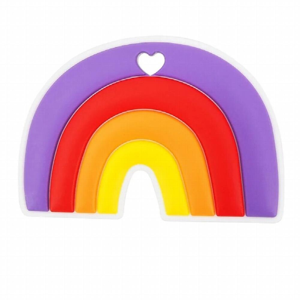 Chenkai 5PCS Silicone Rainbow Shape Baby Teether BPA Sensory Nursing Pacifier DIY Infant Necklace Pendant Teething Toys
