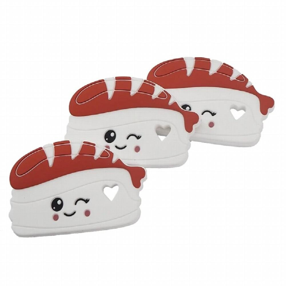 Chenkai 5PCS Silicone Salmon Sushi Teethers Pendant BPA For DIY Baby Infant Smoothing Sensory Pacifier Toy Accessories