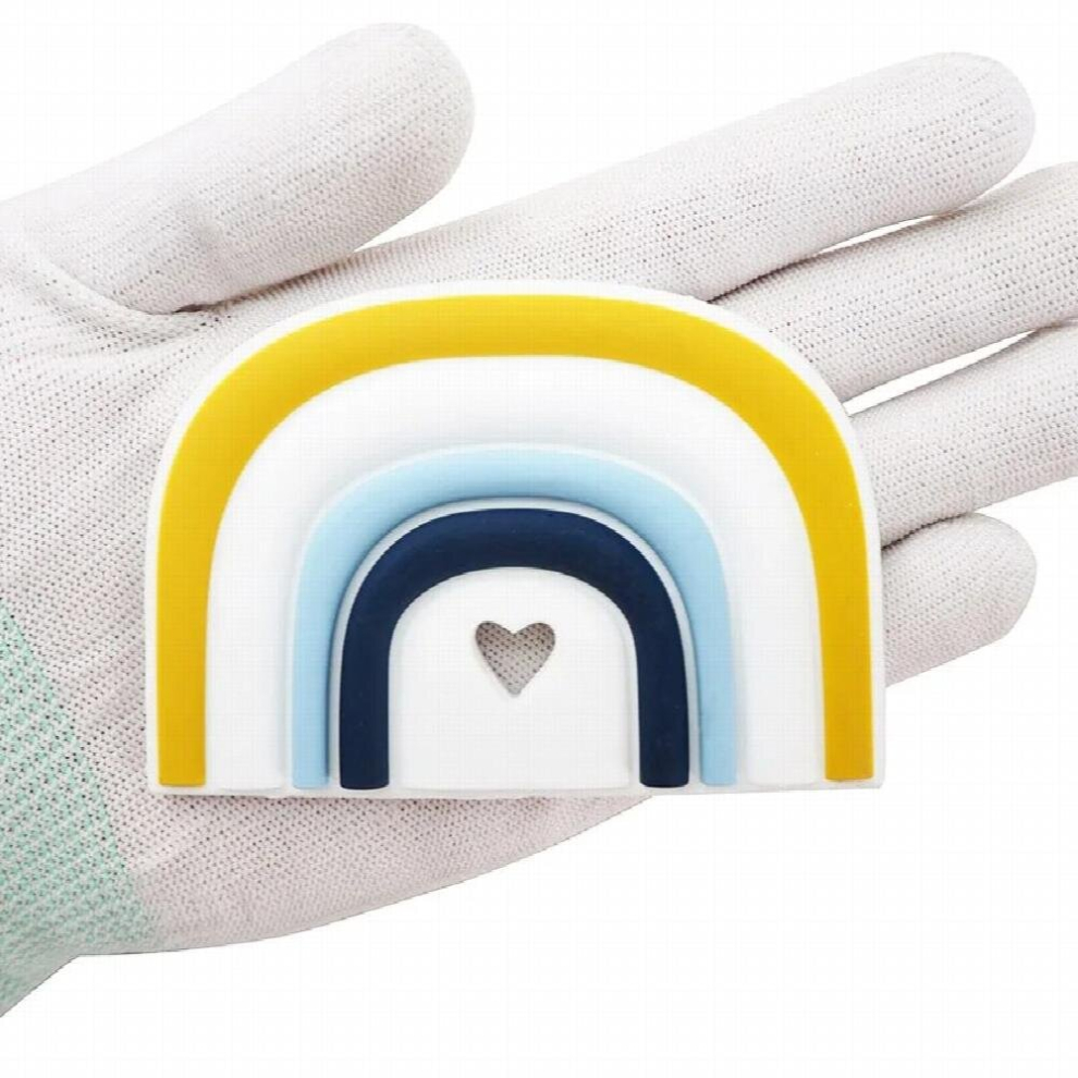 Chenkai 5pcs Silicone Rainbow Reassure Teether Pacifier Dummy Teething DIY Infant Smoothing Sensory Bite Toy Accessories Gift