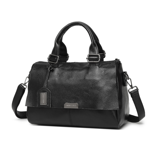 Miss Lulu (Black) MISS LULU Perfect Fusion of Genuine and PU Leather Women's Tote Crossbody Bag with Fashion-Forward Design 2