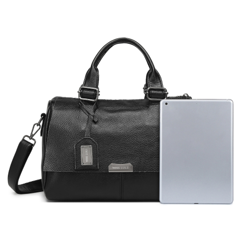 Miss Lulu (Black) MISS LULU Perfect Fusion of Genuine and PU Leather Women's Tote Crossbody Bag with Fashion-Forward Design 1