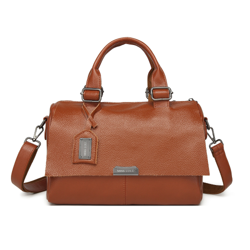 Miss Lulu (Brown) MISS LULU Perfect Fusion of Genuine and PU Leather Women's Tote Crossbody Bag with Fashion-Forward Design