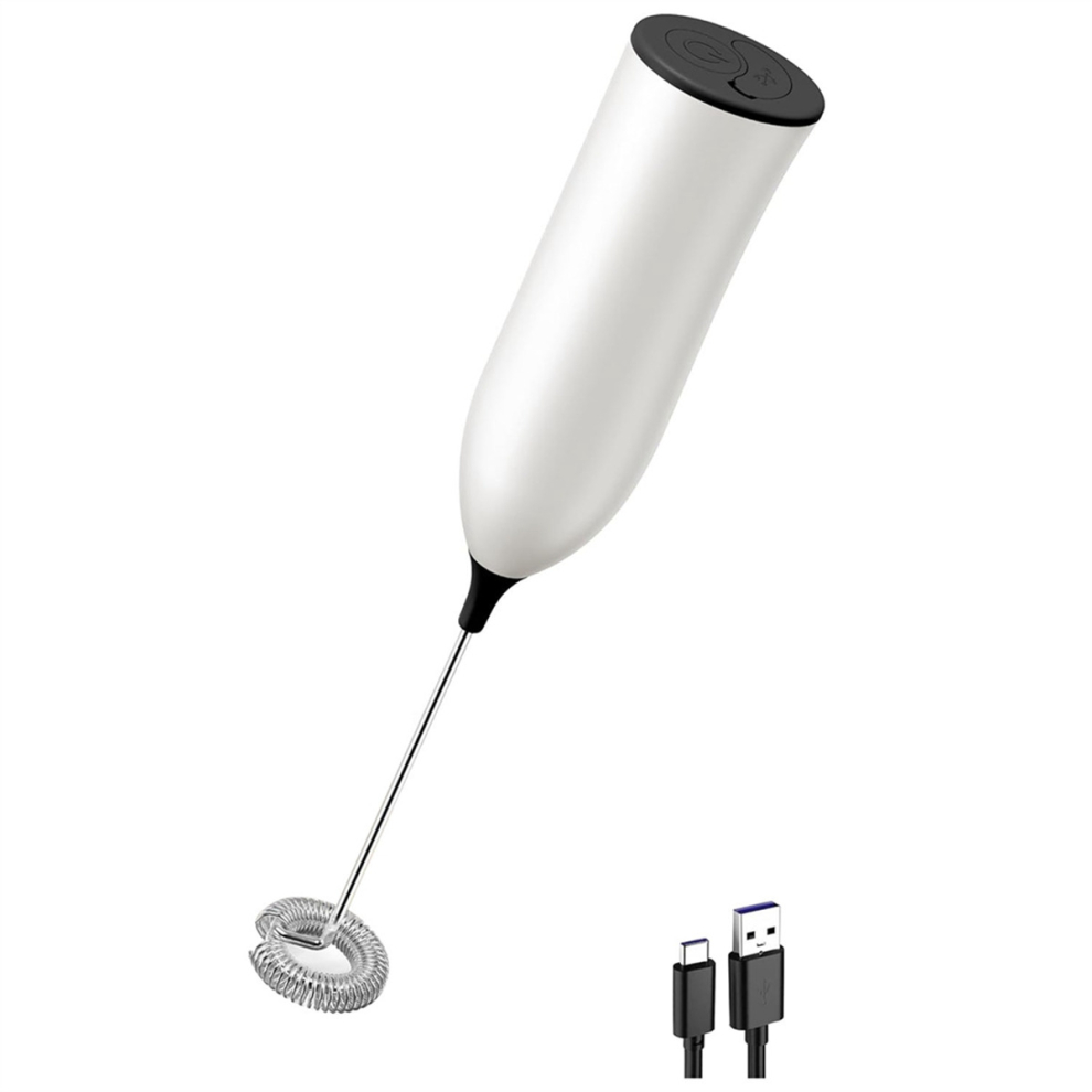 USB Rechargeable Electric Milk Frother Stick ,Black+White