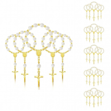 30Pcs Baptism Rosary Acrylic Rosary Beads Mini Rosaries with Cross for the First Communion Baptism Party Favors