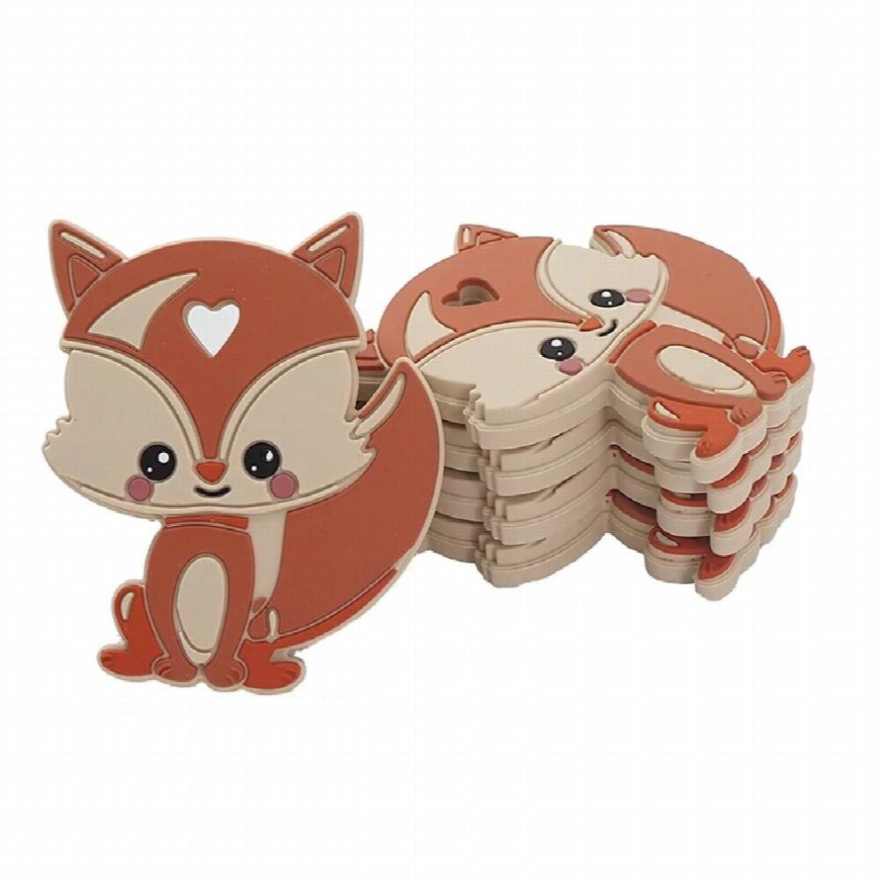 Chenkai 5Pcs Silicone Fox Teether Baby Teething Nursing Teether Bpa For Diy Infant Chewable Silicone Pacifier Accessory Multicoloured