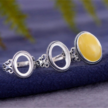 Ring Blank (10x13mm/12x16mm/13x18mm Oval Blank) Adjustable Thai Sterling Silver Antique Style Ring Base R625B