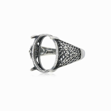 Ring Setting for 12x15mm Oval Cabochons Antique Style Ring Blank Thai Sterling Silver Adjustable Ring Base SR0128