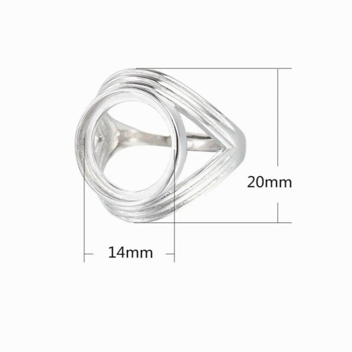 Ring Setting for 14x14mm Round Cabochons Ring Base Plated 925 Silver Adjustable Ring Blank SR0178 1
