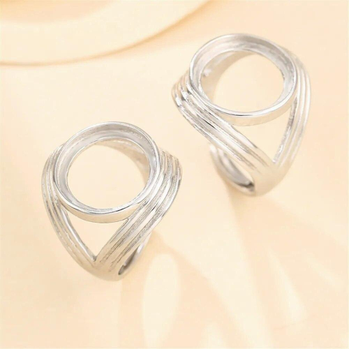Ring Setting for 14x14mm Round Cabochons Ring Base Plated 925 Silver Adjustable Ring Blank SR0178 2