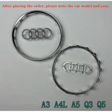 (Round Matte Silver) Fits Audi A3 A4 A5 A6L Q5 Q7 Q8 steering wheel trim emblem center frame