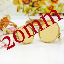 Bulk Inner 20/25mm Not-Easy-Fading Real Plated Ring Base Setting Tray for Glass Cabochons, 20pcs/lot