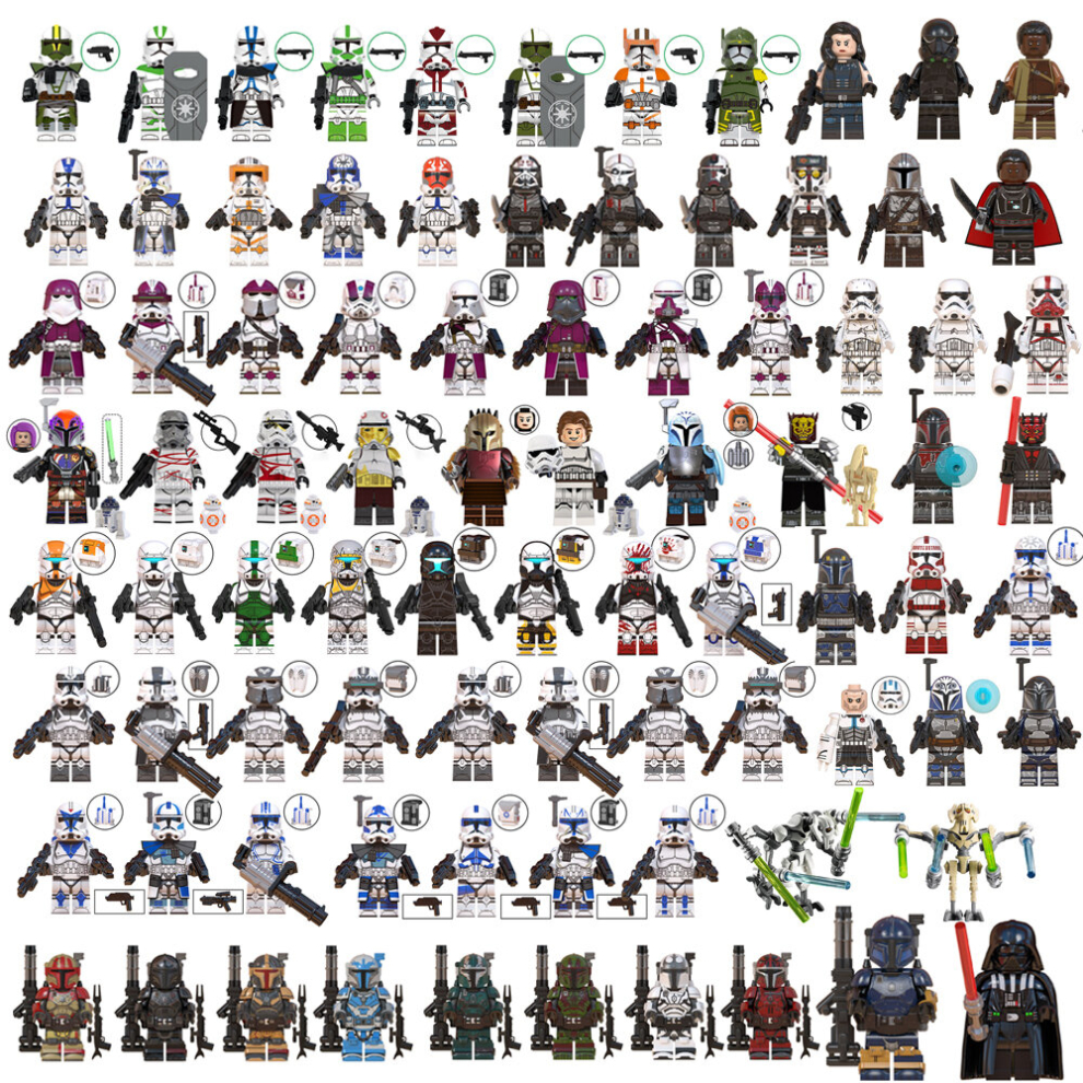 (84PCS Star War minifigures-A) New 84PCS Star Wars Paz Vizsla ,Darth Vader,501ST,ARF,Commander Nova Corps Clone Troopers Minifigure Toys