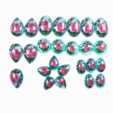 Japan Painting Flat Teardrop Oval Cabochons Beads combination with Vintage Japanese Colored Drawing for DIY Jewelry Making