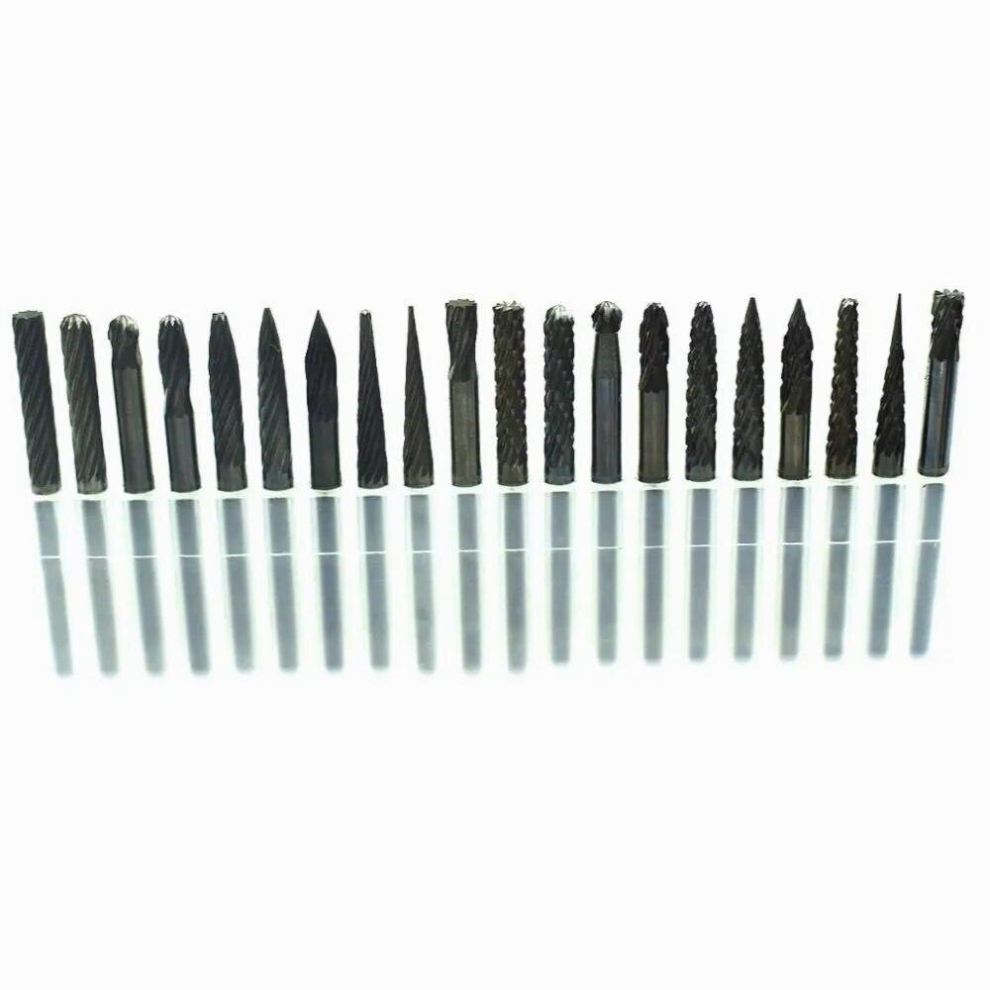 20Pcs Tungsten Carbide Rotary File Engraving Bit 3Mm Shank Milling Cutter Rotary Tool 885668411470