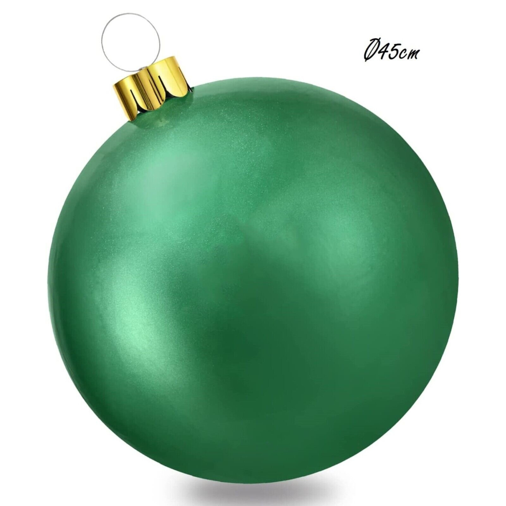 (Green, 45cm) Inflatable Christmas Bauble Ball Decoration Xmas Tree Outdoor Hanging Ornament