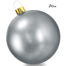 (Silver, 45cm) Inflatable Christmas Bauble Ball Decoration Xmas Tree Outdoor Hanging Ornament
