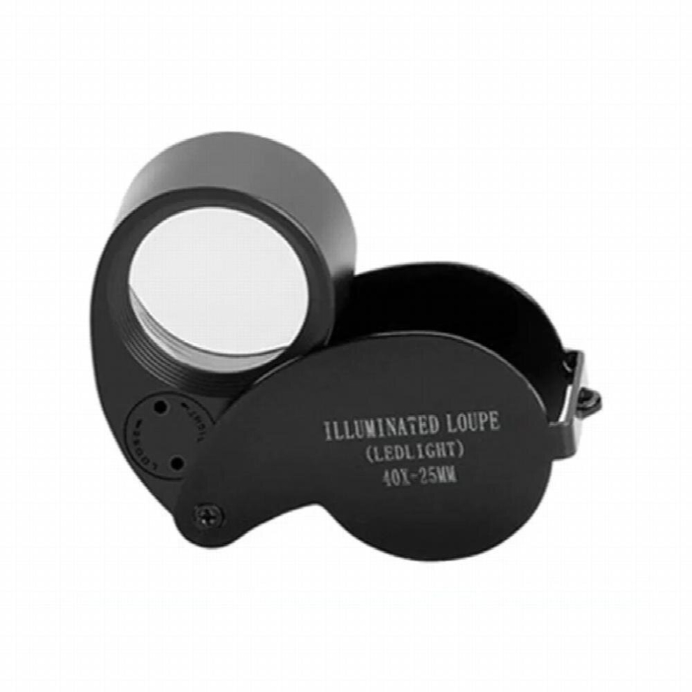 Portable high-definition 40x foldable magnifying glass, suitable for identification of jewelry, diamonds, stamps, antiques