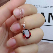 Garnet Pendant Clavicle Ruby Necklace Girls Holiday Gift Jewelry Accessories