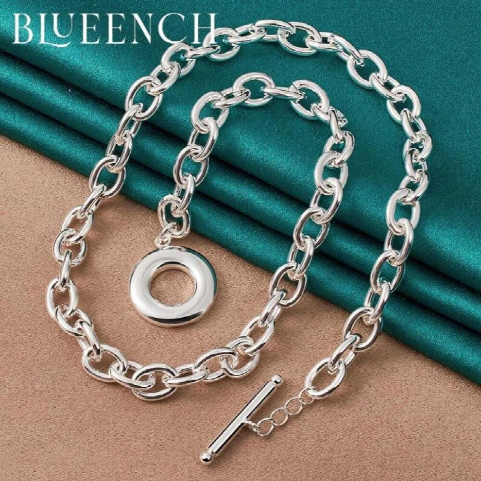925 Sterling Silver Thick Chain OT Buckle Necklace for Women Proposal Wedding Charm Jewelry