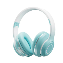 (Green) 2023 Music Headset Gradient Color Bluetooth Headphone Wireless LED Light With Mic Gamer Earphone Kids Lovely Christmas G
