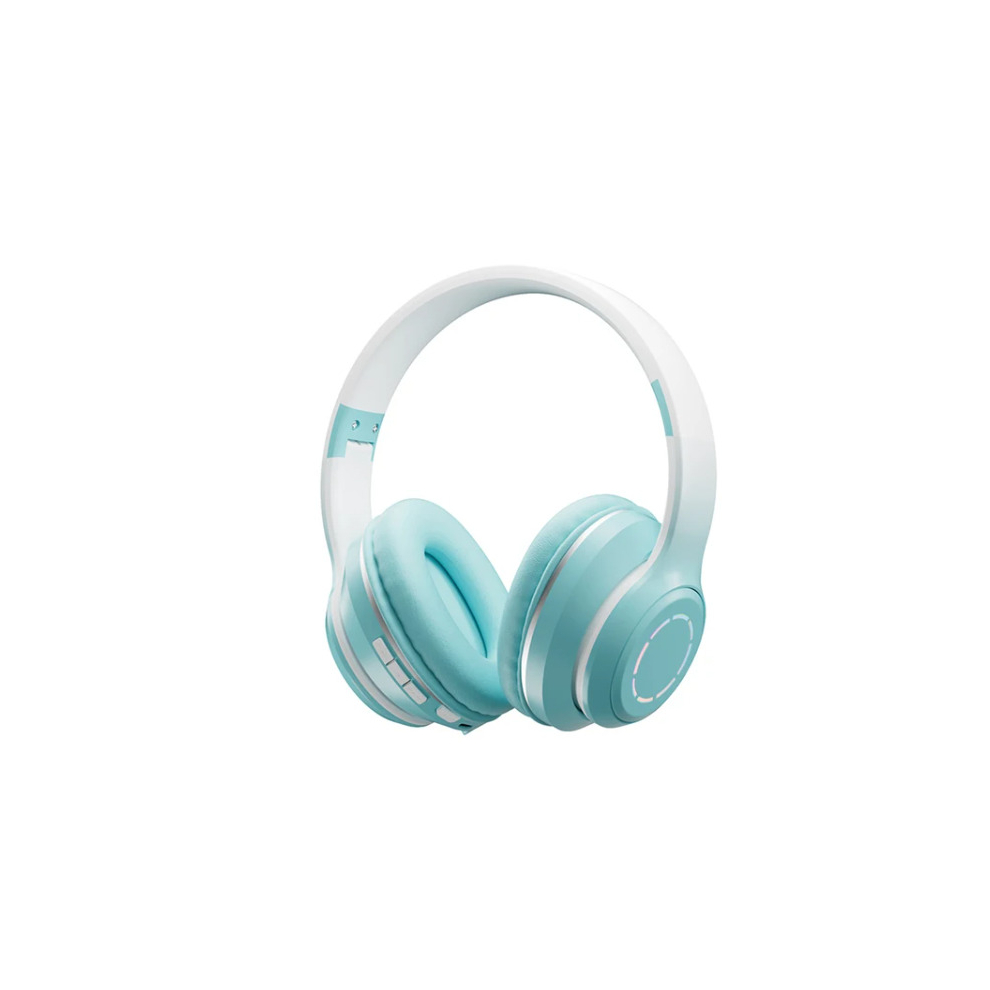 (Green) 2023 Music Headset Gradient Color Bluetooth Headphone Wireless LED Light With Mic Gamer Earphone Kids Lovely Christmas G