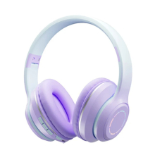 (Purple) 2023 Music Headset Gradient Color Bluetooth Headphone Wireless LED Light With Mic Gamer Earphone Kids Lovely Christmas G