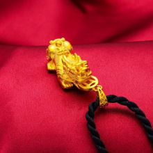 NC5137 Fine Jewelry Man Boy Birthday Wedding Gift Solid PIXIU 24KT Pendant Rope Necklace