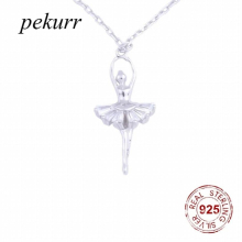 925 Sterling Silver Girls Ballerina Ballet Dancer Necklaces Pendants For Women Silver Chain Jewelry Gift