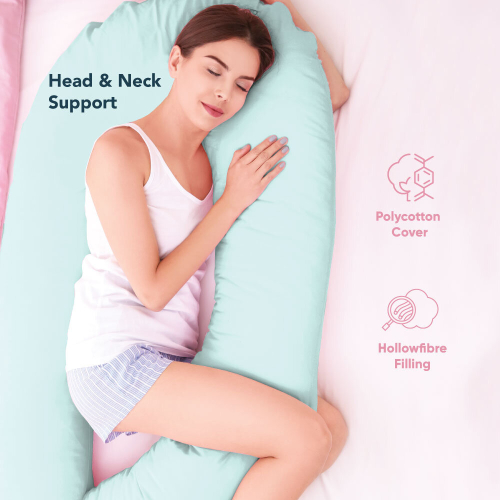 (Light Blue) Big C U Shaped Full Body Support Pregnancy Pillow 2
