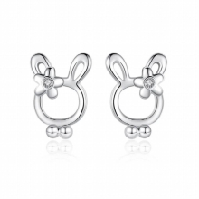Trustdavis 925 Sterling Silver Sweet Little Rabbit Pendant Necklace for Daughter Girl Birthday Gift Jewelry DS3483
